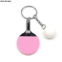 스포츠 탁구 탁구공 배드민턴 볼링 공 키 체인 기념품 선물 장식 남성 여성용, [02] Pink, 02 Pink