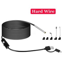귀 내시경 마이크로 USB C 타입 방수 검사 안드로이드 PC 보어스코프 카메라용 조절식 LED 39mm 초소형 렌즈 3 in 1 신제품, 1m+Hard Wire, 1개