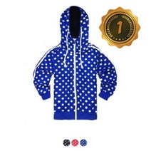 도트 터틀넥 후드 지퍼 특양면 집업 티 셔츠