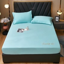 베스트 슬립 패밀리 저상 토퍼 가족 침대 매트 surper 부드러운 실크 같은 탄성 퀸, 하늘색, 베갯잇 2개48x74cm