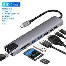 12 일 개 USB 입력 C 허브 어댑터 노트북 도킹 스테이션 맥북 델 HP의 씽크 패드에 대한 MST 듀얼 모니터 듀얼 HDMI VGA RJ45 SD TF PD, 1에서 1175-8