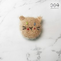 364days 오드아이 고양이 수세미 베이지 냥이 아크릴 귀여운 핸드메이드 손뜨개 수세미 동물수세미, 02.베이지냥이(개별포장) 1개, 고리o