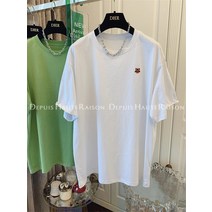 수퍼 큐트 자수 타이거 순면 코튼 반팔 티셔츠상의 여성 와이드 루즈핏 캐쥬얼 2022 여름 트렌드