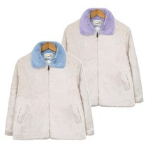 그레이스에보트 배색 카라 숏 후리스 (아이보리/블루 아이보리/퍼플)