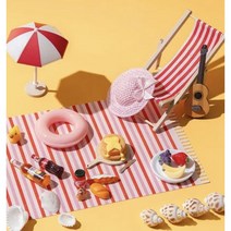 여름 미니어처 파라솔 튜브 썬베드 조개불가사리 모형 해변 바다 장식 인테리어 소품, 오리튜브