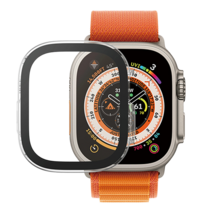 판저글래스 애플워치 호환 클리어 풀커버 케이스, 44mm, 블랙