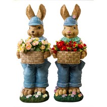 토끼 화분 장식 현관 야외 정원 마당꾸미기 소품, 파란 토끼