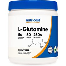 [해외] [Nutricost L-Glutamine Powder] 뉴트리코스트 L-글루타민 파우더 250g, 1개, 1
