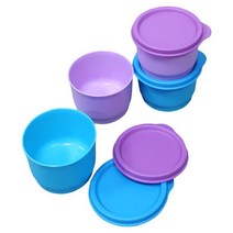 타파웨어 밀폐용기 원형 140ml 4개세트(블루+퍼플)