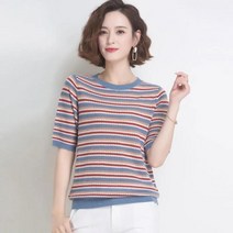 여성 스트라이프 티셔츠 입술넥 단가라 롱 긴팔 라운드 반팔 줄무늬 빅사이즈 상의 면