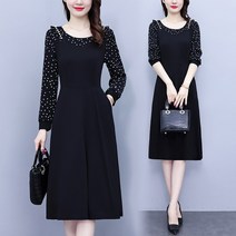 40대 50대 중년 원피스 빅사이즈 블랙 투피스 셋업 스커트 봄옷 패션 도트 패치 허리 슬림 원피스
