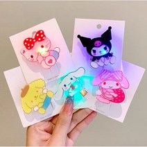 조하네샵 산리오 캐릭터 LED 아크릴 집게핀세트 (5종 10종) 여아 캐릭터 머리핀 마이멜로디 쿠로미 헬로키티 헤어핀 헤어끈