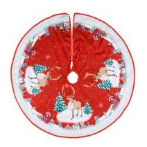 33 인치 크리스마스 트리 치마 장식품 산타 엘크 크리스마스 나무 스커트 매트 바닥 장식 실내 야외 휴가 파티, 레드 엘크
