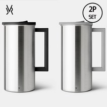 JVR (2P 1SET) 스텐 물병 1.6L 가정용물병, 1600ml, 블랙+그레이