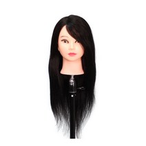 D 학원용 인모 90% 19인치 블랙 메이크업 연습용 통가발