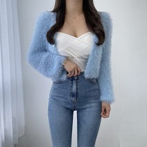 VANANA2 크롭기장 따뜻한 여성 러블리 부클 퍼 가디건 4color