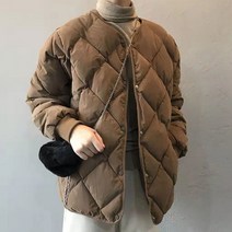 여성용 겨울 레트로 V넥 경량패딩 점퍼 WI044P