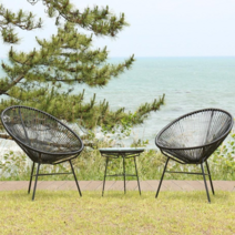 아카풀코 2인 3인 세트 테이블 의자 야외 라탄, 뉴코드 2인-블랙세트