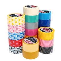DK 국내산 패션 디자인 OPP 박스 테이프 모음 1세트 10개입 땡땡이&체크&칼라 폭5Cm x 길이40M OPP패션 박스테이프, 땡땡이 빨강