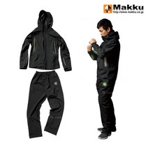 마쿠 MAKKU 아크 레인슈트 비옷 상하의 세트 방수 낚시 배달 우의 AS-300, 블랙, L