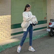 러벨 스판 히든밴딩 배기 데님팬츠 68572 빅사이즈 여성의류