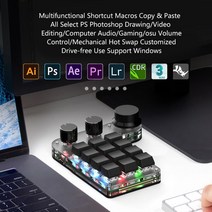 매크로 키보드 숫자 키보드 프로그래밍 가능한 DIY 기계식 RGB 맞춤형 123 키 노브 7 색 조명 USB 유선 PC 노트북용, 01=BlackWireless