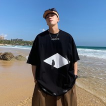 남자 스트릿 빈티지 오버핏 반팔티 박서준 송민호 패션 스타일 티셔츠