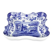 Spode Blue Italian Devonia 트레이 서빙 볼 도자기로 제작 샐러드 파스타 및 과일용 얕은 그릇 치수 19.1cm(7.5인치) 식기세척기 사용 가능