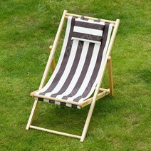 썬배드 선배드 접이식썬베드 선베드 야외용의자 테라스 비치 수영장 옥스포드 캔버스 체어, 베개가 있는 Zong 흰색 줄무늬