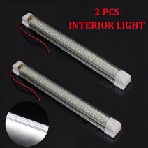 캠핑카제작부품 악세사리 2pcs 72 led 자동차 인테리어 스트립 라이트 바 램프 onoff 스위치 밴 캐러밴 화이트 스티커 자동차 부품 4.5w12v dc, 없음