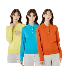 리디아 바인 여성 캐시미어 블렌디드 카라 니트 비비드 컬러 데일리