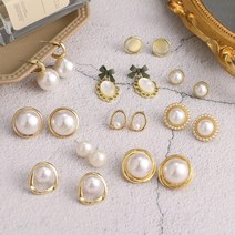 왕진주 귀걸이 드롭 big pearl earrings 빈티지 큰 귀여운 시뮬레이션 진주 유행 우아한 만든 진주 문자열 문 스터드 결혼식 파티 선물