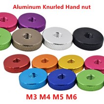 10/5pcs M3 M4 M5 M6 핸드 너트 널링 알루미늄 엄지 조이기, 05 Gold, 02 M4  10pcs
