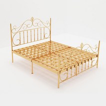케이로 북유럽 골드프레임 철제 호텔침대 공주풍 럭셔리 더블 호텔 침대프레임 인테리어 더블침대, 하이테일 골드
