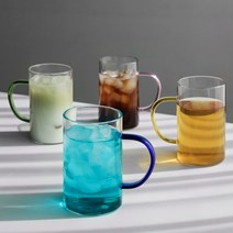 머그잔 머그컵 아이스커피컵 집들이선물 투명 홈카페 350ml 내열 카페 컬러 유리잔 유리컵 핸들, 폴리아 11-3 컬러핸들 머그(블루 350ml), 폴리아 11-3 컬러핸들 머그(블루 350ml)