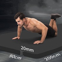 JINGHENG 두꺼운요가매트 푹신한 넓은 남자운동매트 층간소음방지요가매트, 블랙 [+배낭] [200x61cm]20mm