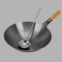 중식 무쇠웍 주물팬 중화팬 철팬 북경팬 무코팅, 32CM+나무손잡이+볶음스푼