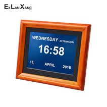 8 인치 전자 lcd 큰 문자 노인 의학 화면 알림 알람 시계 디지털 사진 프레임 크리스마스 선물, 나는 플러그, 하얀색