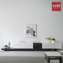 GVEN 지벤 뉴 노르마니 콘센트 유리도어 거실장 GL, 그레이, 화이트오크
