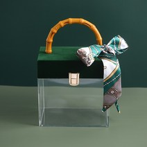 링비츠 럭셔리 손잡이 투명 선물 상자 포장지 구디백, 카디프그린(R42)