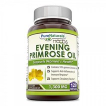 Pure Naturals 이브닝 프림로즈 오일 1300 Mg 120 소프트젤 10% 감마 리놀렌산 함유 염증 방지 및 면역 반응 균형 순환 기능 지원
