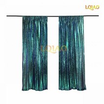 2 패널 피트 x 8 실버 쉬머 스팽글 패브릭 사진 부스 배경 커튼 웨딩 파티 장식, 2pc 2x12ft-60x360cm, Changed Green