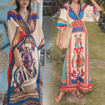 도오빠 여성 롱원피스 브이넥 보헤미안 에스닉 오피스룩 이브닝 드레스 하객룩 여름 나시 민소매 서스펜더 캐미솔 바캉스룩 해외여행 해변 비치 홈캉스 호캉스 패션 캐주얼 스타일 코디 의류 국내배송 여자롱원피스