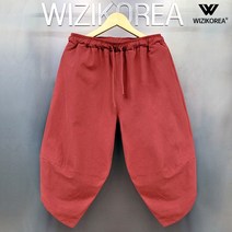 하렘 와이드 린넨 7부 반바지 여름 칠부 밴딩 W012PN+국내발송
