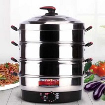 스텐 전기찜기 만두 멀티 업소용 스팀 야채, 2세대 40CM 타이머+온도조절+전원차단