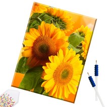 SHEXIU 3D 원형 보석십자수 캔버스액자 DIY 키트 50 x 40 cm, SX013  여름 해바라기x1세트