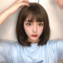 자연스럽고풍성한 앞머리단발통가발 앞머리기르기, 라이트브라운