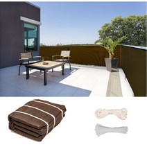 햇빛 가리 발코니 프라이버시 스크린 펜스 두꺼운 HDPE 패브릭 자외선 차단 무거운 메쉬 그늘 그물 가정 정원 야외 데크 95%, [01] 0.9X3m, [01] Brown