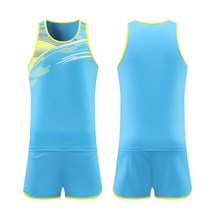 마라톤복장 마라톤 복 싱글렛 육상복 러닝상의 러닝반바지 트레이닝 런닝복 운동복, 세트, 남성블루슈트