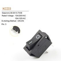 5/10PCS 2/3Pin KCD3 전원 스위치 10A 250V AC 15A 125V ON-OFF-ON 2/3 위치 전기 장비 조명 포함, [03] 3Pin Black ON-ON, [02] 10 PCS